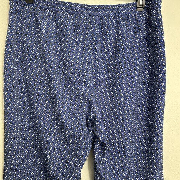 Talbots Woman Plus Sz 20W Blue Floral Patterned Pull On Pants Pockets Loose Fit - Picture 5 of 8